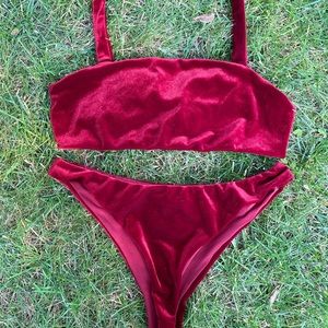 NWOT Naked Wardrobe velour 2 piece swimsuit